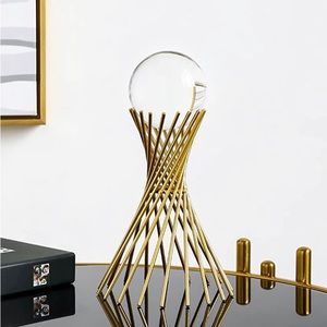 Clear Crystal Ball SunCatcher with Gilded Metal Stand